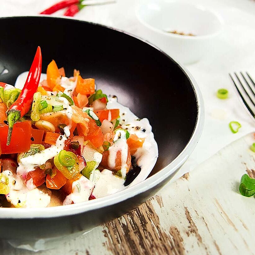 GAZi Rezepte Joghurt Räucherlachs Salat