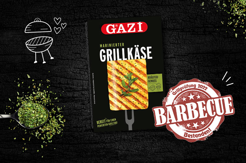[Translate to Englisch:] Marinierter Grillkäse Kräutergenuss Grillprüfung bestanden