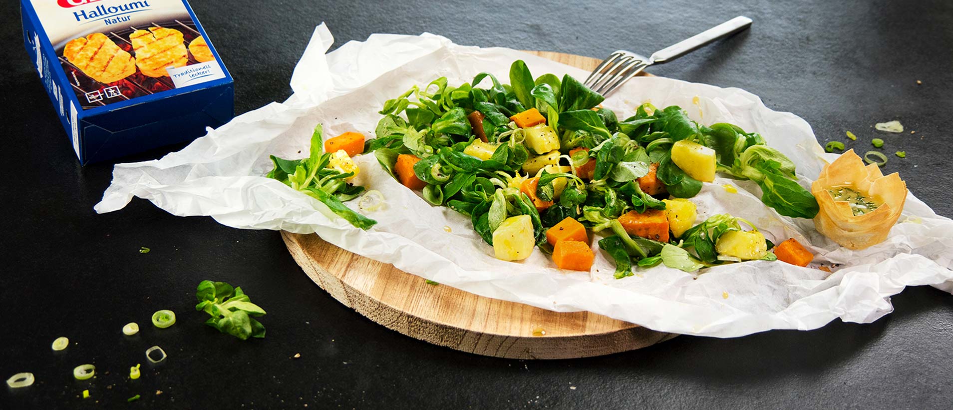 GAZi Rezepte Grillkäse Halloumi Feldsalat