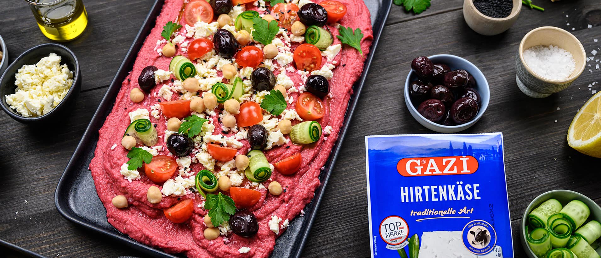 GAZİ Hummus Platte Hirtenkäse