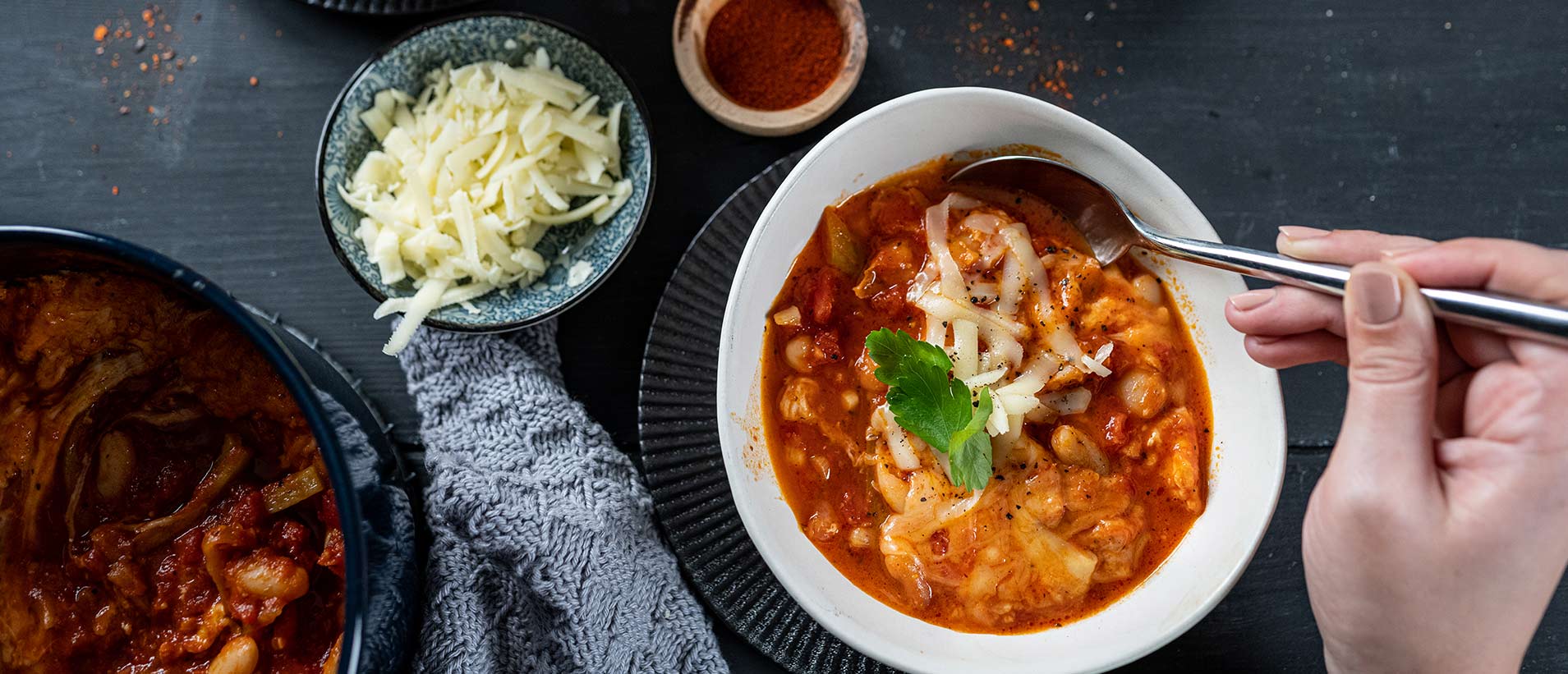 Weiße Bohnen Soulfood Eintopf überbacken