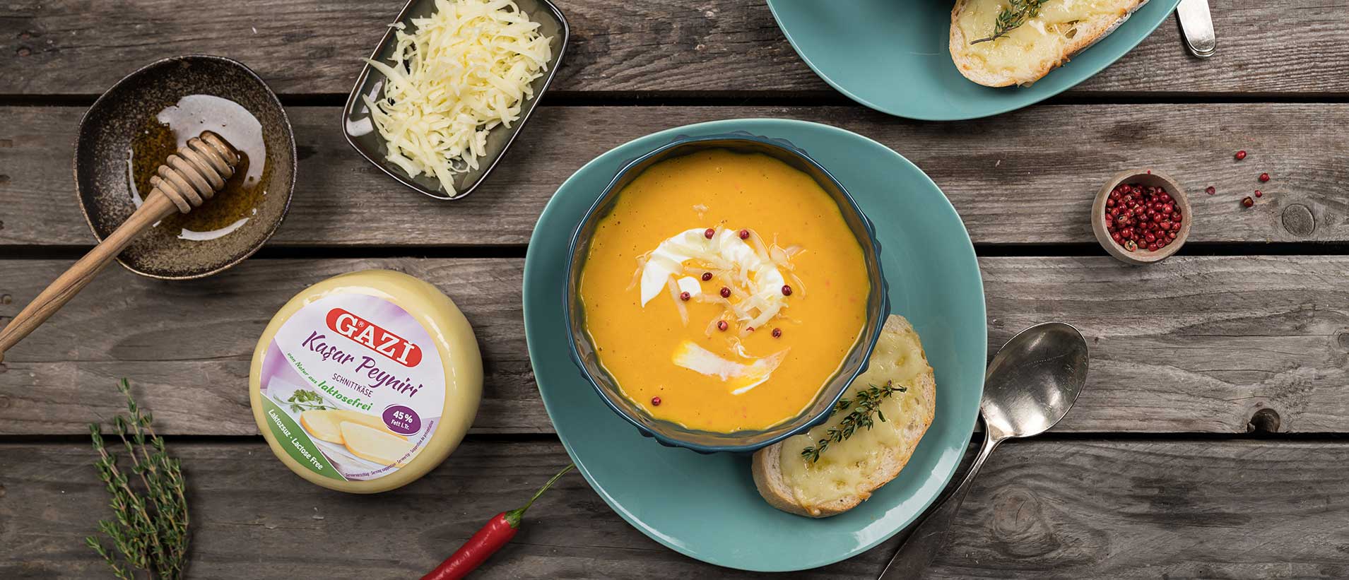 GAZİ Laktosefrei Kashkaval Kürbissuppe 